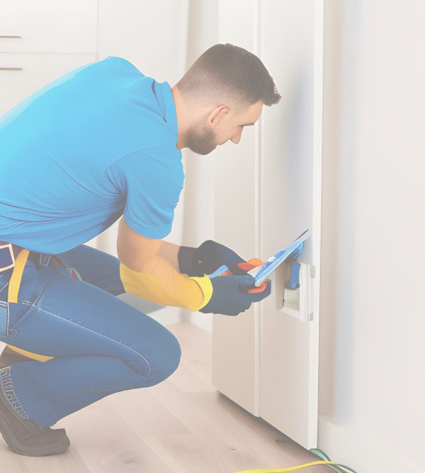 Técnico de Reformas Honesto haciendo una inspección eléctrica